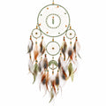 Attrape-rêves mural 50 x 100 cm en corde vert et beige avec plumes style bohème