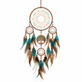 Attrape-rêves 40 x 90 cm en corde marron avec plumes turquoise style bohème mural