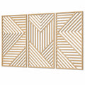 Décoration murale triptyque 120 x 80 cm en bois naturel motif géométrique ajouré