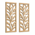 Lot de 2 panneaux muraux décoratifs 40 x 120 cm en bois naturel motif végétal ajouré