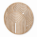 Décoration murale ronde 80 cm en bois naturel motif géométrique ajouré style contemporain