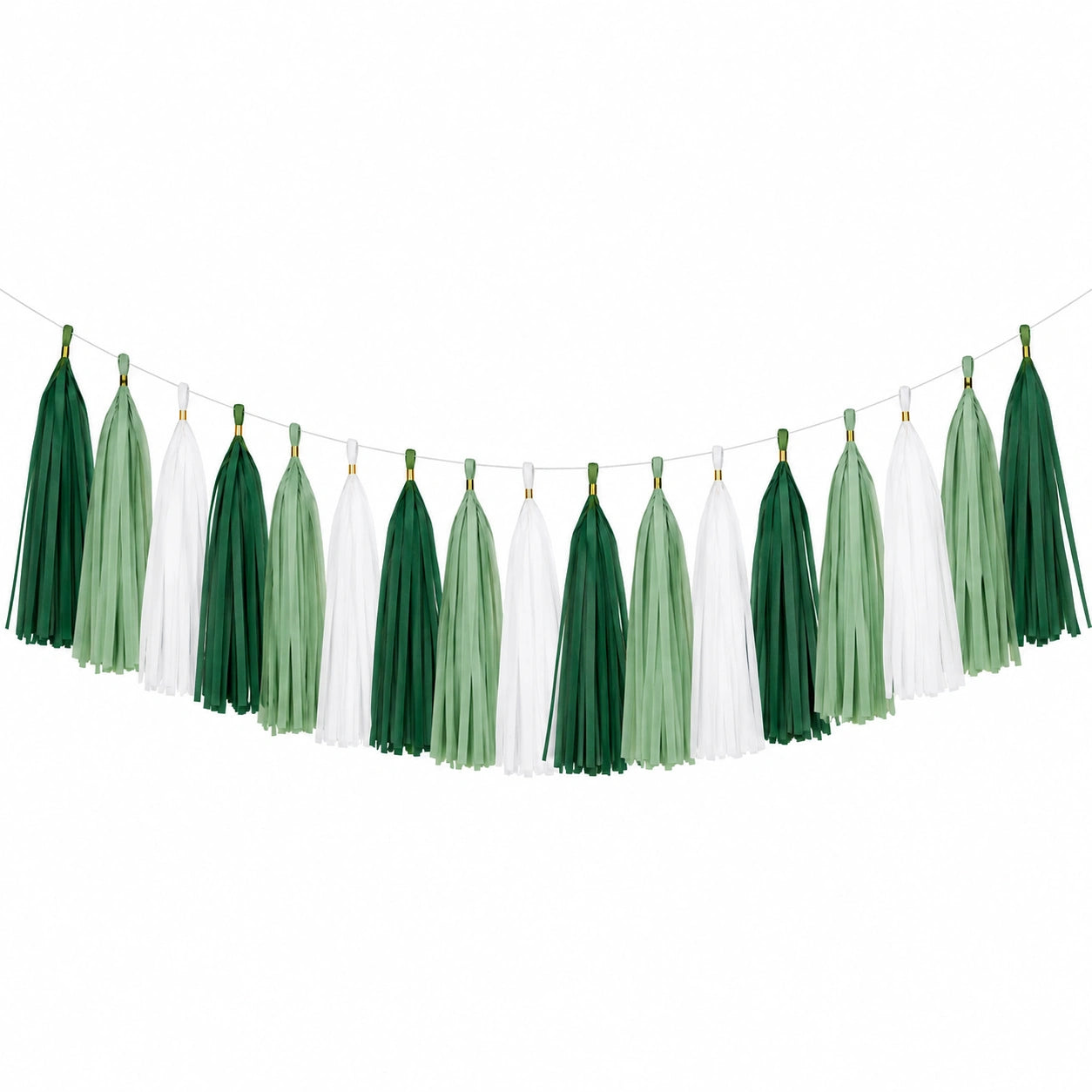 Guirlande à pampilles 200 cm en papier vert blanc décoration de fête