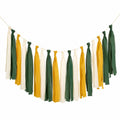 Guirlande décorative à franges 150 cm en tissu vert jaune ivoire pour fête