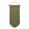 Décoration murale macramé 45 x 90 cm coton vert style bohème