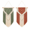 Tenture murale en macramé 30 x 70 cm coton et bois style bohème