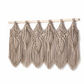 Tenture murale 120 x 90 cm en coton beige style macramé à franges