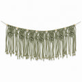 Décoration murale en macramé 120 x 65 cm coton vert sauge style bohème