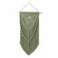 Tenture murale 40 x 85 cm en coton vert sauge style macramé bohème