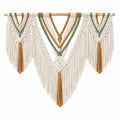 Tenture murale macramé 120 x 100 cm en corde textile écru vert sauge ocre style bohème