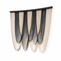 Rideau décoratif mural 100 x 100 cm en fils polyester noir et beige style bohème