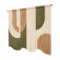 Décoration murale tissée 100 x 110 cm en coton beige vert kaki style bohème