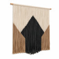 Tenture murale 65 x 85 cm en corde textile et bois beige marron noir style bohème