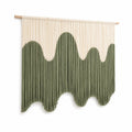 Tenture murale 100 x 90 cm en coton vert et écru style tissé