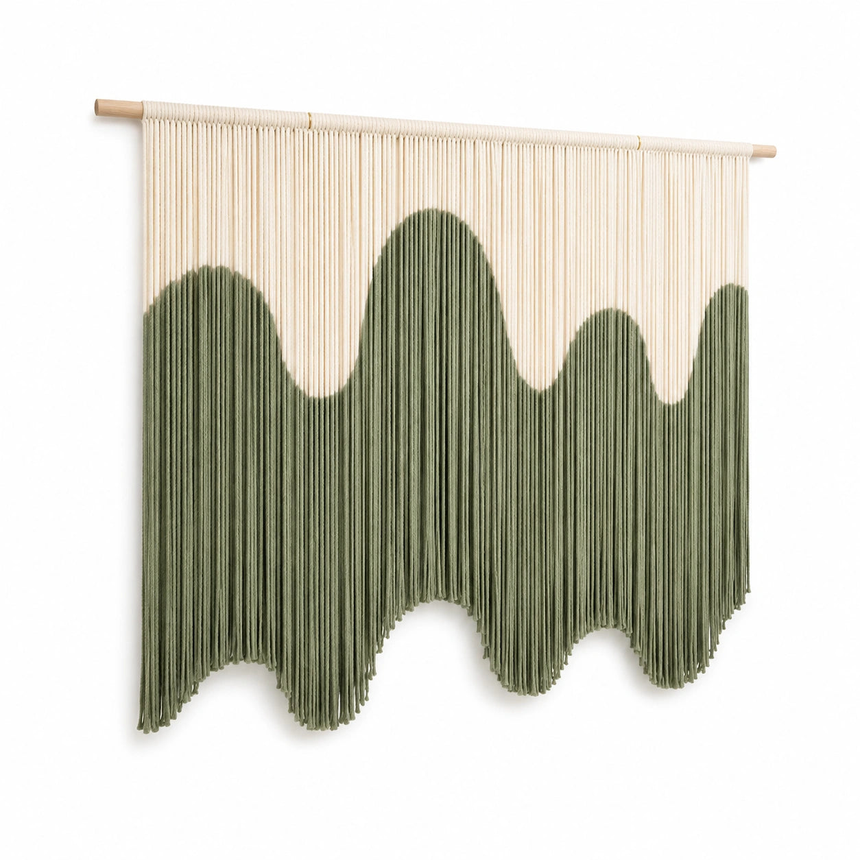 Tenture murale 100 x 90 cm en coton vert et écru style tissé