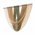 Suspension murale tissée 100 x 110 cm en coton et bois beige vert style bohème
