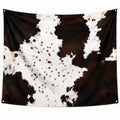 Tenture murale 150 x 150 cm en polyester marron et blanc motif peau de vache style rustique