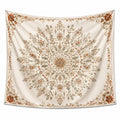 Tapisserie murale 150 cm x 150 cm en polyester beige à motif floral style bohème